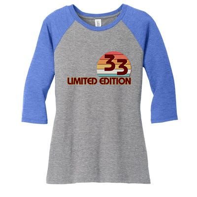 Limited Edition 1933 Retro Sun 90th Birthday Women's Tri-Blend 3/4-Sleeve Raglan Shirt