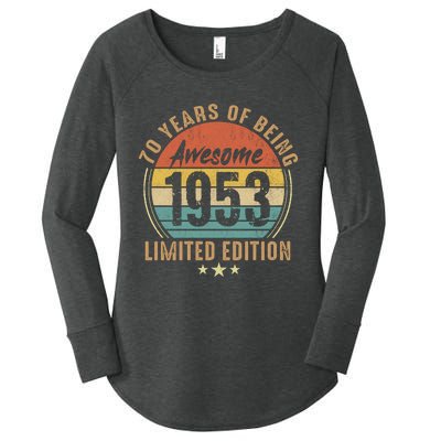 Limited Edition 1953 70th Birthday Gift 70 Years Old Vintage Women's Perfect Tri Tunic Long Sleeve Shirt