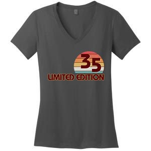 Limited Edition 1935 Retro Sun 90th Birthday Women's V-Neck T-Shirt