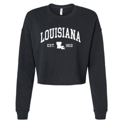 Louisiana Est. 1812 Distressed Worn Design Classic Cropped Pullover Crew