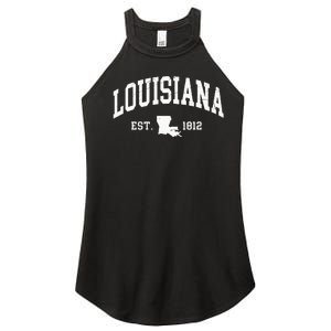 Louisiana Est. 1812 Distressed Worn Design Classic Women's Perfect Tri Rocker Tank