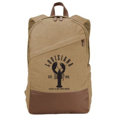 Louisiana Est 1812 Laissez Le Bon Temps Rouler Crawfish Cotton Canvas Backpack