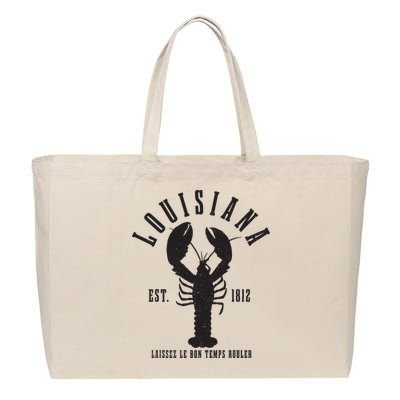 Louisiana Est 1812 Laissez Le Bon Temps Rouler Crawfish Cotton Canvas Jumbo Tote