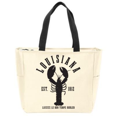 Louisiana Est 1812 Laissez Le Bon Temps Rouler Crawfish Zip Tote Bag