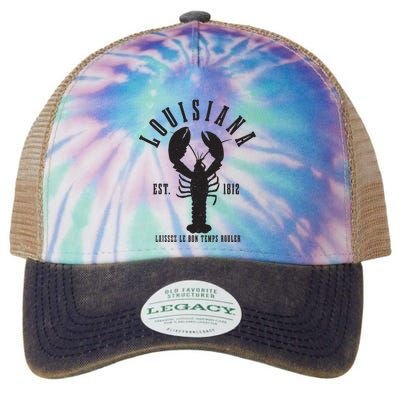 Louisiana Est 1812 Laissez Le Bon Temps Rouler Crawfish Legacy Tie Dye Trucker Hat