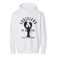 Louisiana Est 1812 Laissez Le Bon Temps Rouler Crawfish Garment-Dyed Fleece Hoodie