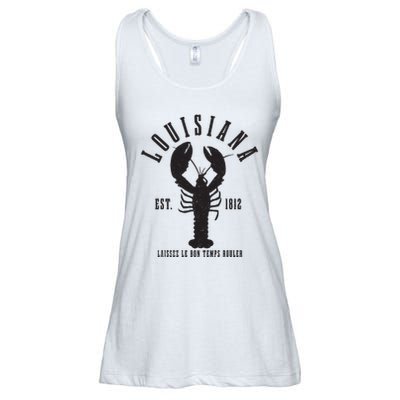 Louisiana Est 1812 Laissez Le Bon Temps Rouler Crawfish Ladies Essential Flowy Tank