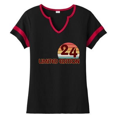 Limited Edition 1924 Retro Sun 100th Birthday Ladies Halftime Notch Neck Tee