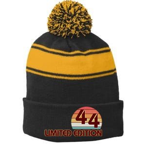 Limited Edition 1944 Retro Sun 80th Birthday Stripe Pom Pom Beanie