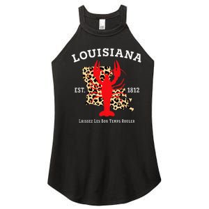 Louisiana Est. 1812 Crawfish Leopard New Orleans Mardi Gras Women's Perfect Tri Rocker Tank