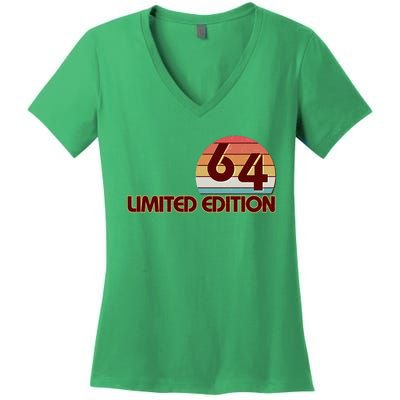 Limited Edition 1964 Retro Sun 60th Birthday Women's V-Neck T-Shirt