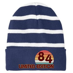 Limited Edition 1984 Retro Sun 40th Birthday Striped Beanie with Solid Band