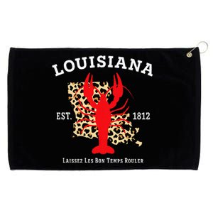 Louisiana Est. 1812 Crawfish Leopard New Orleans Mardi Gras Grommeted Golf Towel