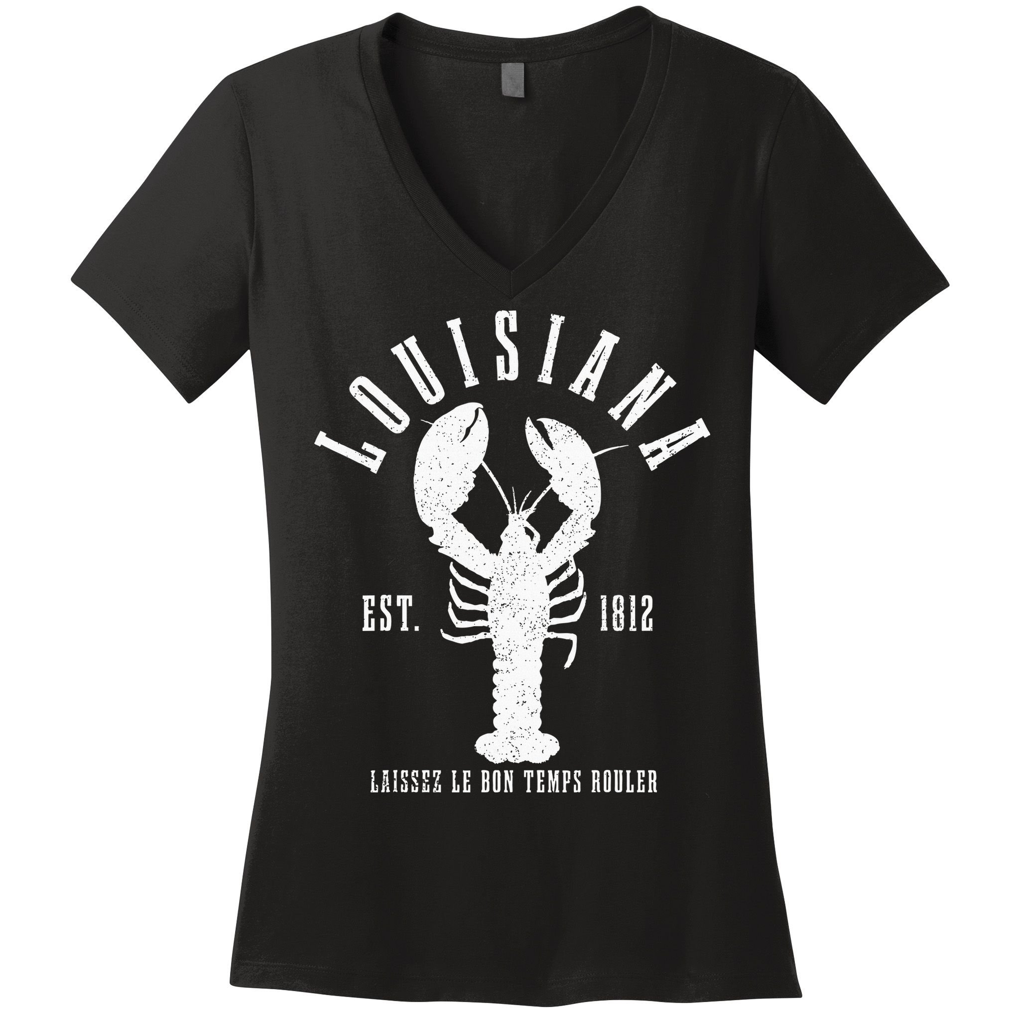 Louisiana Est. 1812 Laissez Le Bon Temps Rouler Lobster Women's V-Neck T-Shirt