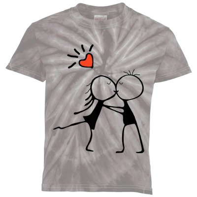 Love's Embrace: A Romantic Couple Design For Valentine's Day Kids Tie-Dye T-Shirt