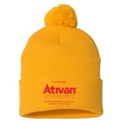 Limited Edition Ativan Lorazepam No Wonder Ash Grey Pom Pom 12in Knit Beanie