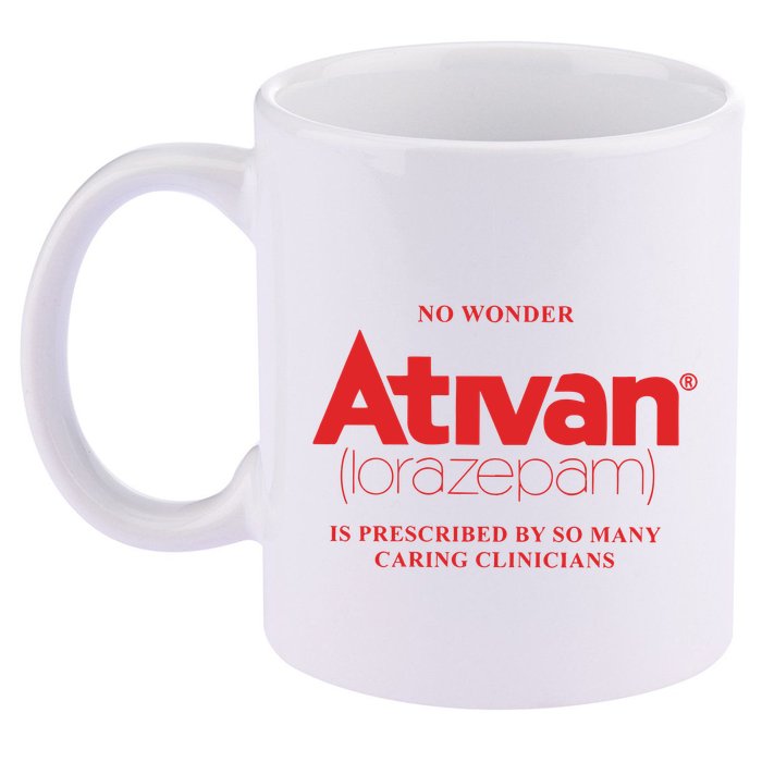Limited Edition Ativan Lorazepam No Wonder Ash Grey 11oz C Handle Ceramic Mug
