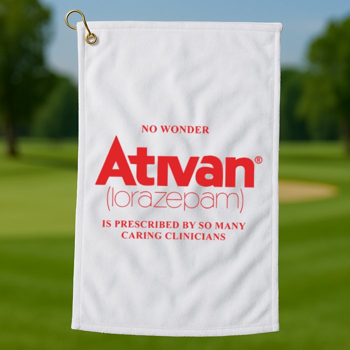 Limited Edition Ativan Lorazepam No Wonder Ash Grey Golf Towel