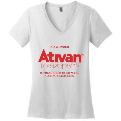 Limited Edition Ativan Lorazepam No Wonder Ash Grey Women's V-Neck T-Shirt