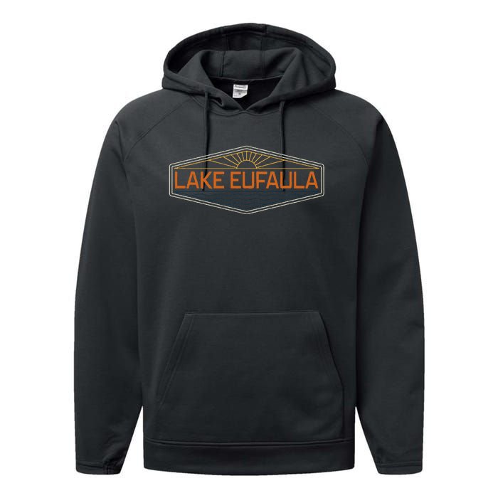 Lake Eufaula Alabama Vintage Performance Fleece Hoodie