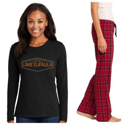 Lake Eufaula Alabama Vintage Women's Long Sleeve Flannel Pajama Set 