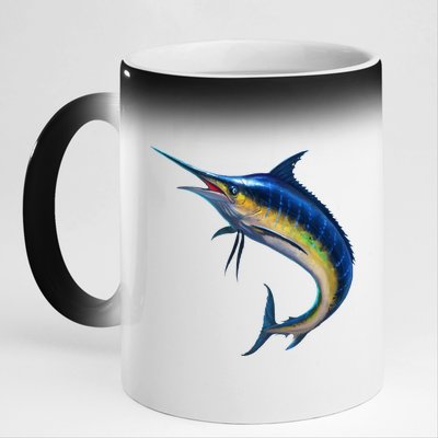 Leaping Blue Marlin 11oz Black Color Changing Mug