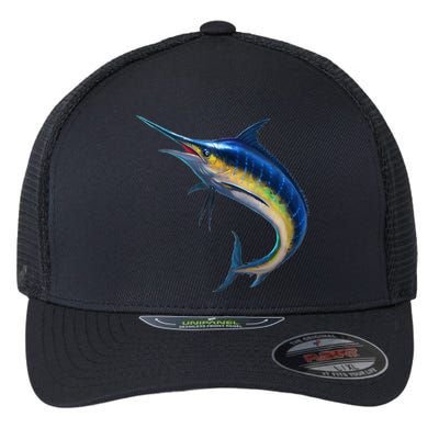 Leaping Blue Marlin Flexfit Unipanel Trucker Cap