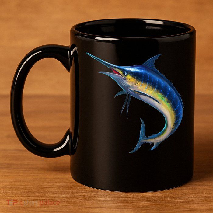Leaping Blue Marlin 11oz C Handle Ceramic Mug