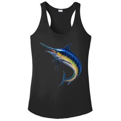 Leaping Blue Marlin Ladies PosiCharge Competitor Racerback Tank