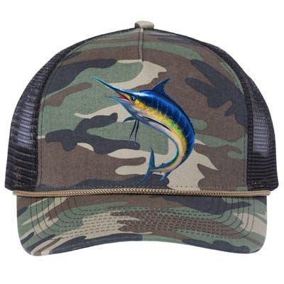 Leaping Blue Marlin Retro Rope Trucker Hat Cap