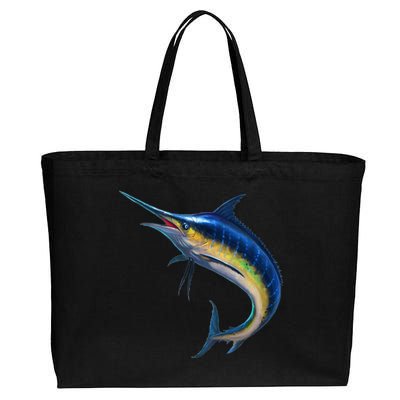 Leaping Blue Marlin Cotton Canvas Jumbo Tote