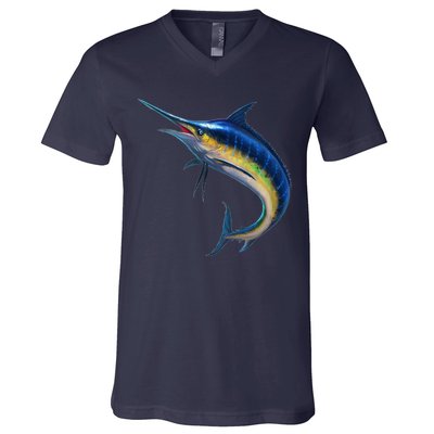 Leaping Blue Marlin V-Neck T-Shirt