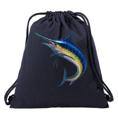 Leaping Blue Marlin Drawstring Bag