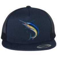 Leaping Blue Marlin Flat Bill Trucker Hat