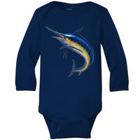 Leaping Blue Marlin Baby Long Sleeve Bodysuit