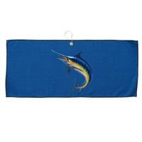 Leaping Blue Marlin Large Microfiber Waffle Golf Towel