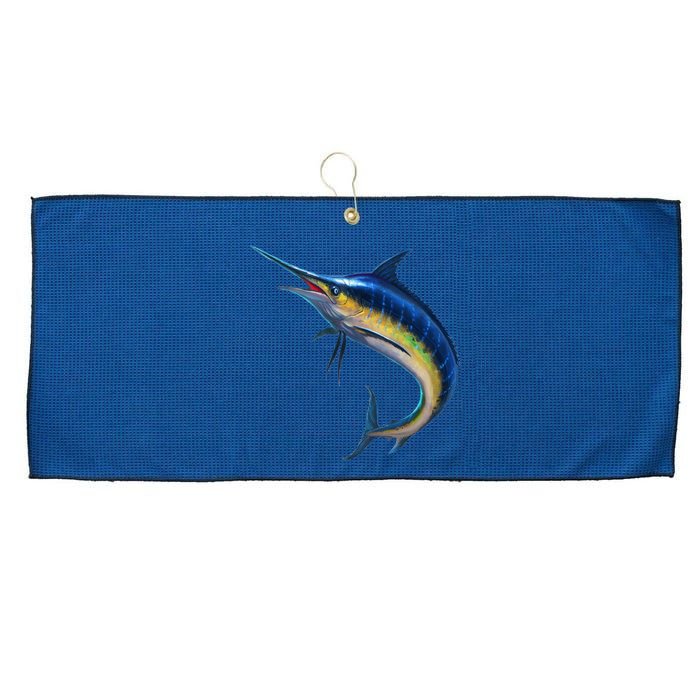 Leaping Blue Marlin Large Microfiber Waffle Golf Towel