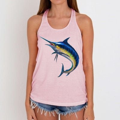 Leaping Blue Marlin Women's Knotted Racerback Tank