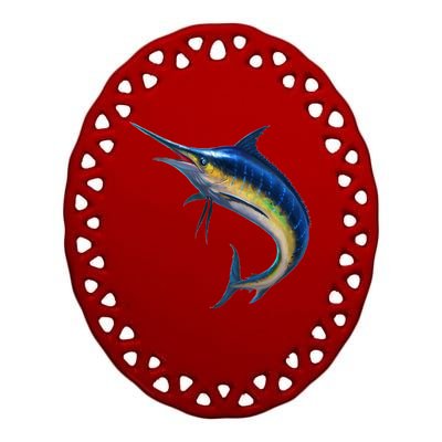 Leaping Blue Marlin Ceramic Oval Ornament