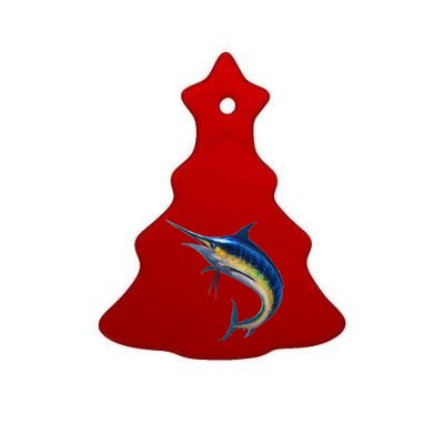 Leaping Blue Marlin Ceramic Tree Ornament