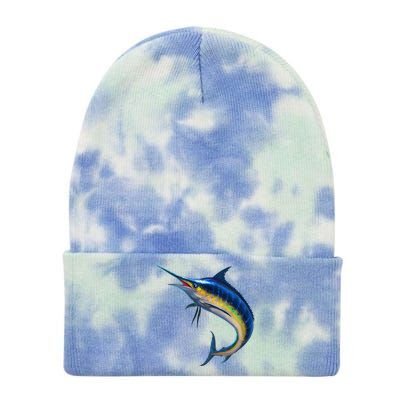 Leaping Blue Marlin Tie Dye 12in Knit Beanie