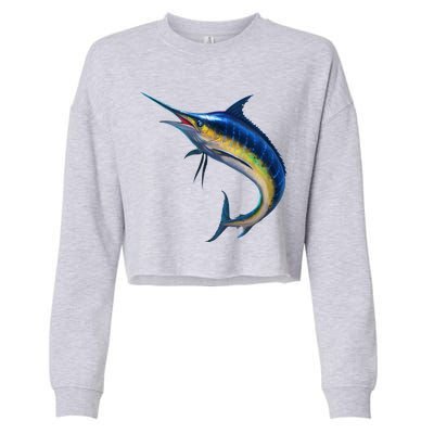 Leaping Blue Marlin Cropped Pullover Crew