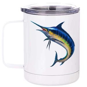 Leaping Blue Marlin 12 oz Stainless Steel Tumbler Cup