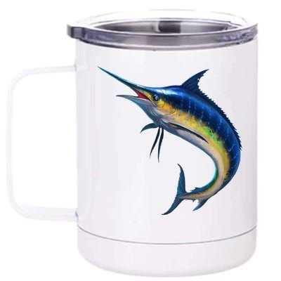 Leaping Blue Marlin 12 oz Stainless Steel Tumbler Cup