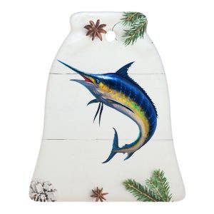 Leaping Blue Marlin Ceramic Bell Ornament