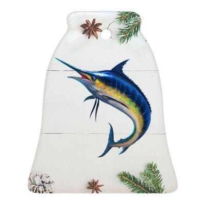 Leaping Blue Marlin Ceramic Bell Ornament