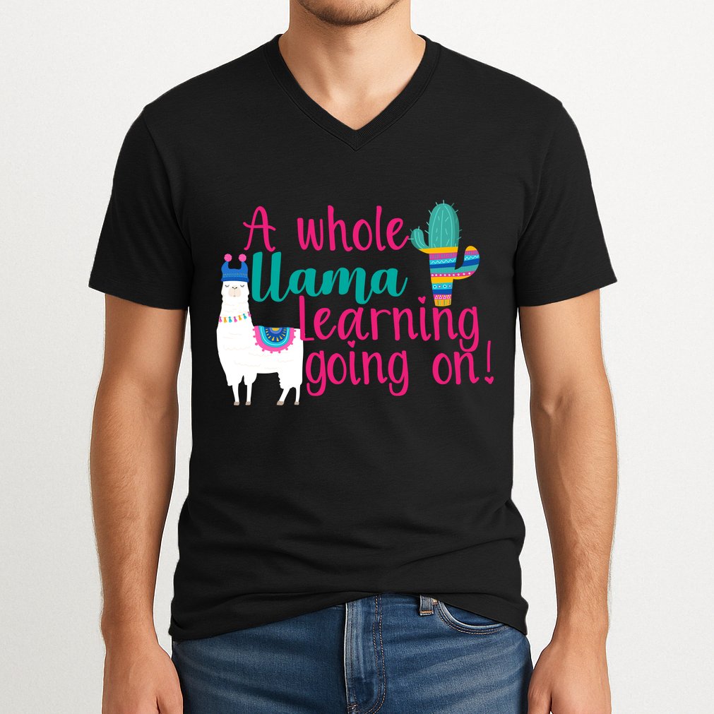Learning Llama V-Neck T-Shirt