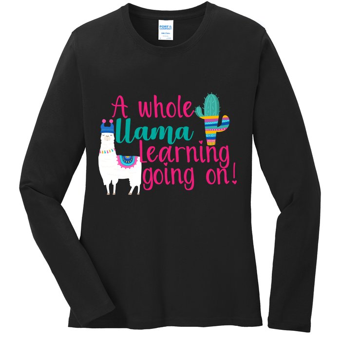 Learning Llama Ladies Long Sleeve Shirt