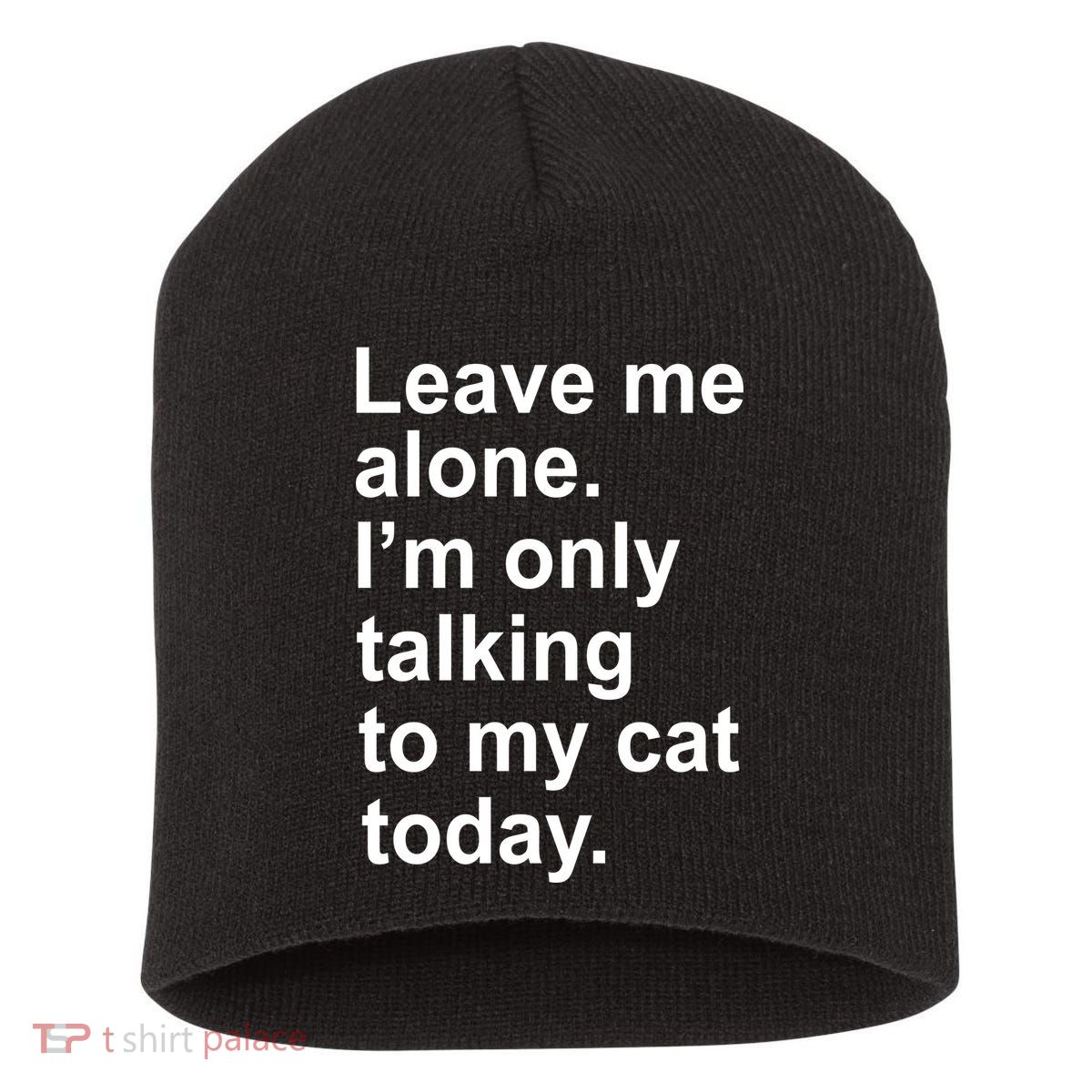 Leave Me Alone Talking To Cat Short Acrylic Beanie