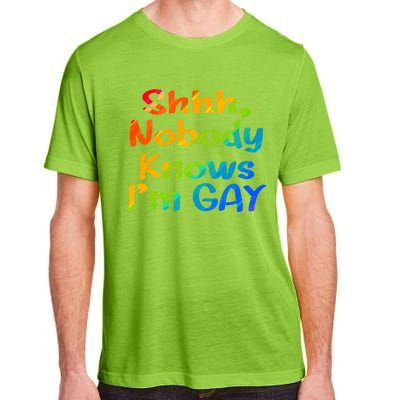 Lgbtq+ Equality Bisexual Lesbian Shh Nobody Knows Im Gay Gift Adult ChromaSoft Performance T-Shirt